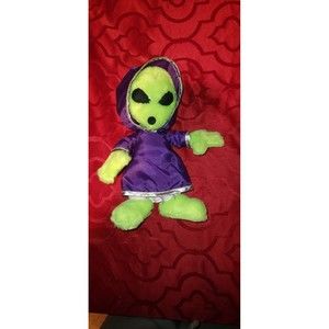 Vintage Nanco Believe the Alien Green Plush Stuffed Toy w/ Purple Hood 1998 9"